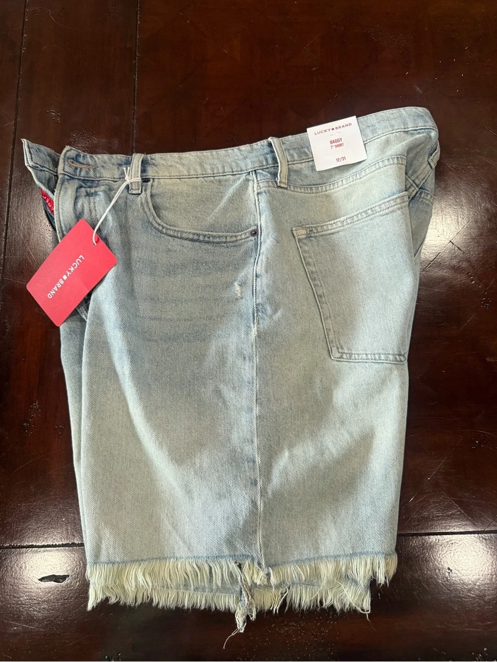 Lucky Brand Light Blue White Washed Vintage Frayed Hem Denim Shorts Size 12 / 31